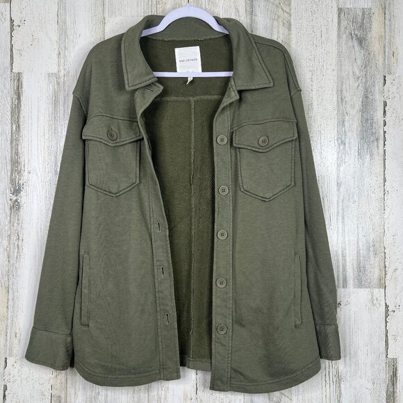 Anthropologie Avec Les‎ Filles Shirt Jacket Women's Size Medium Green Shacket - Picture 1 of 11
